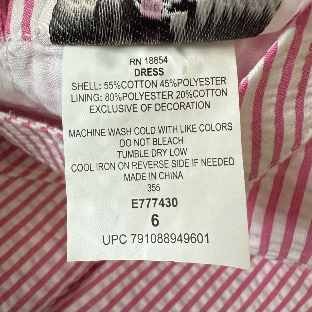 Rare Editions Girls Pink and White Striped Seersucker Dress Size 6